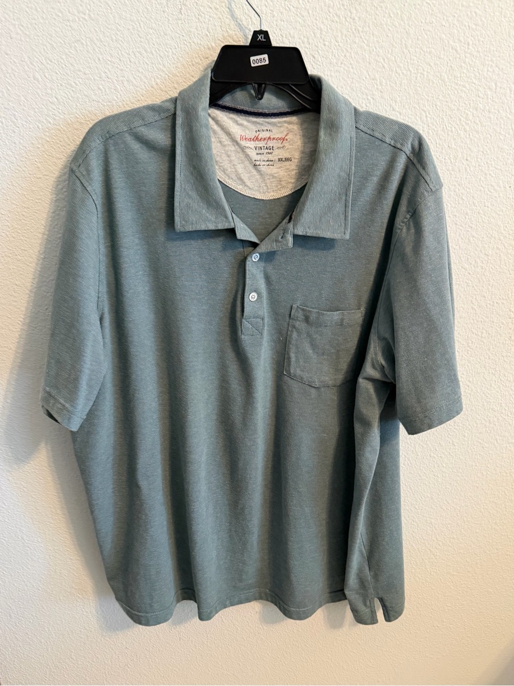Weatherproof Vintage Men's Washed Sage Polo with Chest Pocket